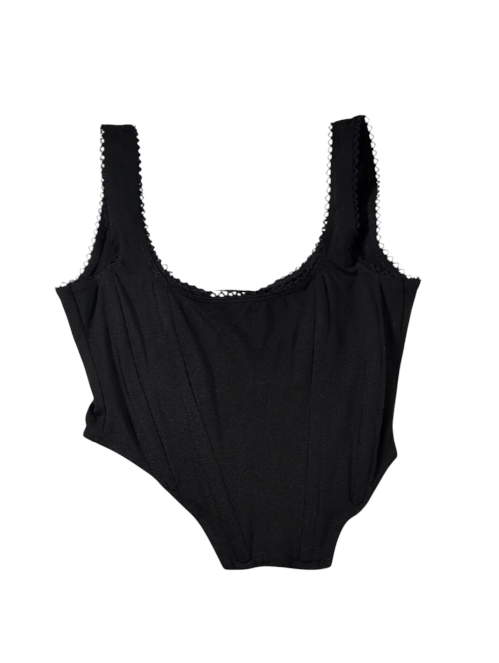 ASOS Black Corset Top with Scalloped Edge Details & Boning Size US 6